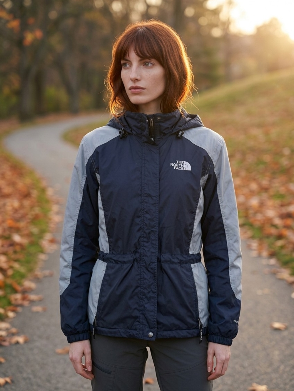 The North Face Women's Hydrenaline Windbreaker Jacket Navy & Light Gray